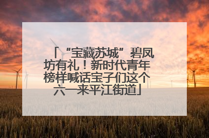 “宝藏苏城”碧凤坊有礼！新时代青年榜样喊话宝子们这个六一来平江街道