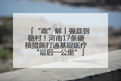 “政”解丨强县到稳村！河南17条硬核措施打通基层医疗“最后一公里”