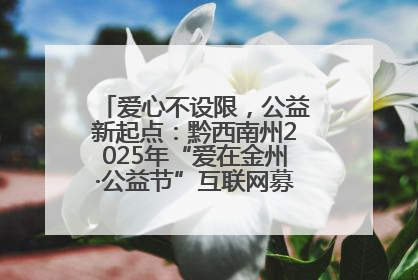 爱心不设限，公益新起点：黔西南州2025年“爱在金州·公益节”互联网募捐活动正式启动