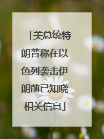 美总统特朗普称在以色列袭击伊朗前已知晓相关信息