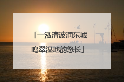 一泓清波润东城 鸣翠湿地韵悠长