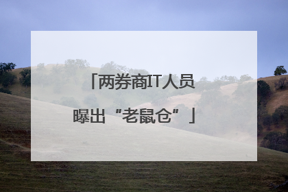 两券商IT人员曝出“老鼠仓”