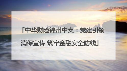 中华财险锦州中支：党建引领消保宣传 筑牢金融安全防线