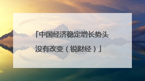 中国经济稳定增长势头没有改变（锐财经）