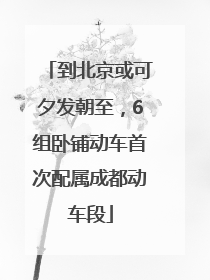 到北京或可夕发朝至，6组卧铺动车首次配属成都动车段
