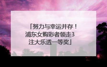 努力与幸运并存！浦东女购彩者领走3注大乐透一等奖