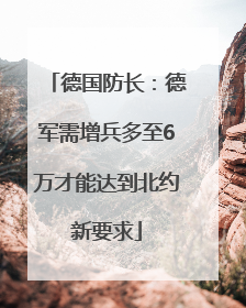 德国防长：德军需增兵多至6万才能达到北约新要求