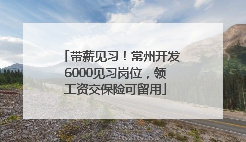 带薪见习！常州开发6000见习岗位，领工资交保险可留用