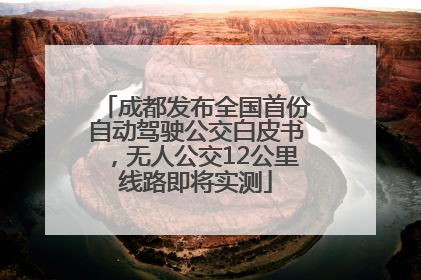成都发布全国首份自动驾驶公交白皮书，无人公交12公里线路即将实测