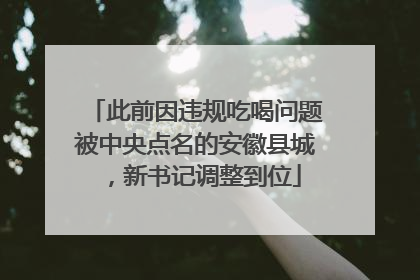 此前因违规吃喝问题被中央点名的安徽县城，新书记调整到位