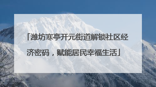 潍坊寒亭开元街道解锁社区经济密码，赋能居民幸福生活