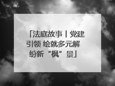 法庭故事丨党建引领 绘就多元解纷新“枫”景