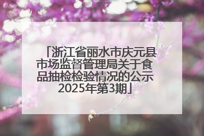 浙江省丽水市庆元县市场监督管理局关于食品抽检检验情况的公示2025年第3期