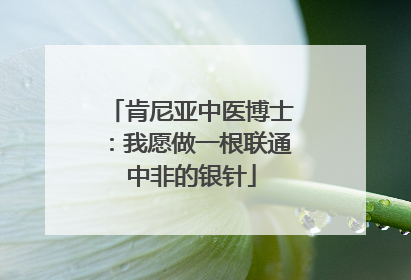 肯尼亚中医博士：我愿做一根联通中非的银针