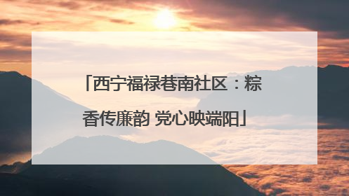 西宁福禄巷南社区：粽香传廉韵 党心映端阳