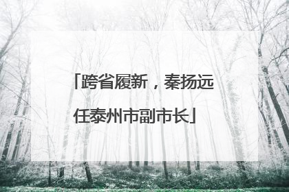 跨省履新，秦扬远任泰州市副市长