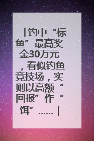 钓中“标鱼”最高奖金30万元，看似钓鱼竞技场，实则以高额“回报”作“饵”……｜今晚九点半