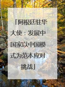 阿根廷驻华大使：发展中国家以中国模式为范本应对挑战