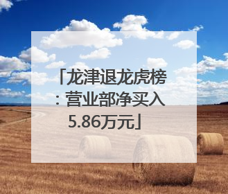 龙津退龙虎榜：营业部净买入5.86万元