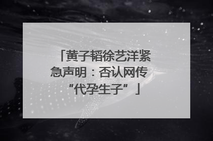黄子韬徐艺洋紧急声明：否认网传 “代孕生子”