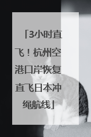 3小时直飞！杭州空港口岸恢复直飞日本冲绳航线