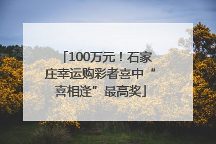 100万元！石家庄幸运购彩者喜中“喜相逢”最高奖
